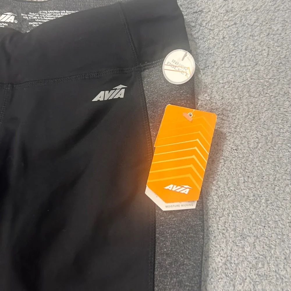 Avia Capri Leggings Crunchtime XS Black Grey Activewear Yoga RH5W840